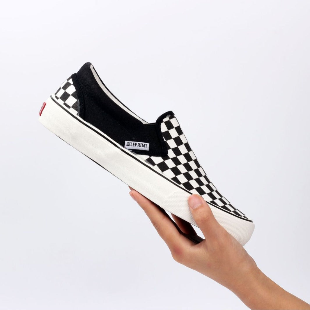 Juliette | Baskets à Enfiler Motif Damier