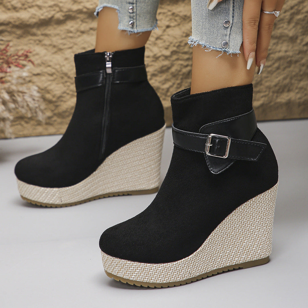Honorine | Bottines Compensées à Boucle et Zip Latéral