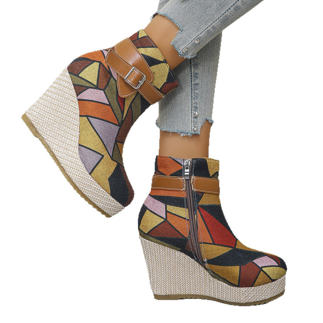 Honorine | Bottines Compensées à Boucle et Zip Latéral