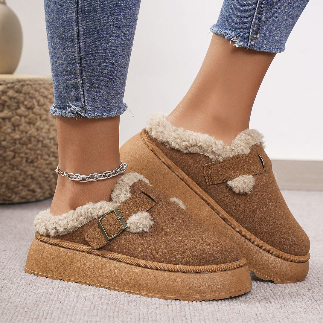 Gabrielle | Bottines Fourrées à Boucle et Plateforme