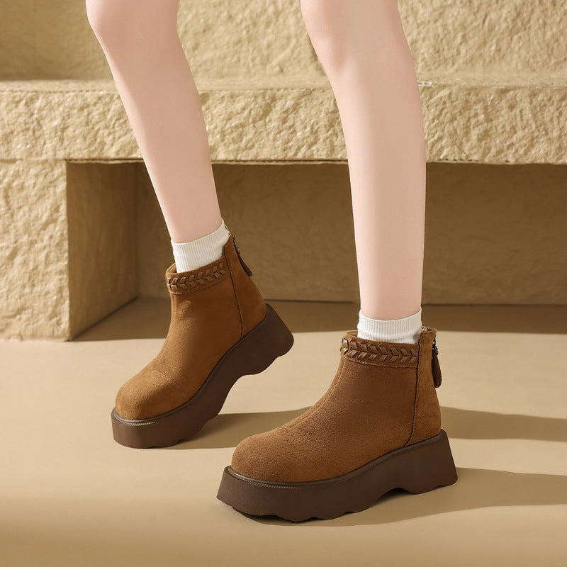 Rosine | Bottines Plateforme Fourrées à Zip Arrière