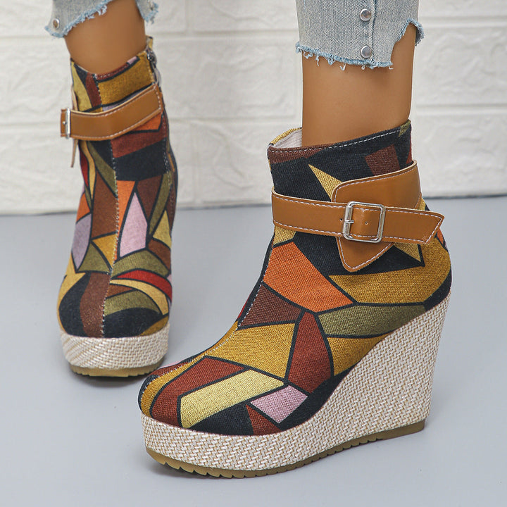 Honorine | Bottines Compensées à Boucle et Zip Latéral