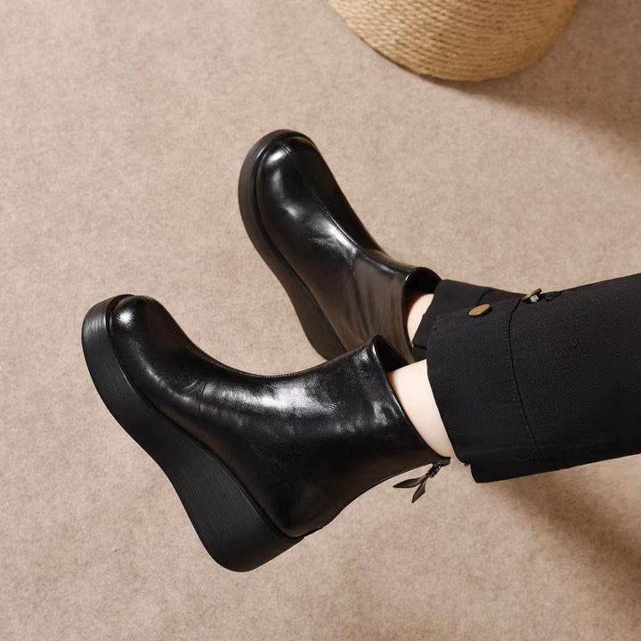 Suzanne | Bottines Compensées Fourrées en Cuir