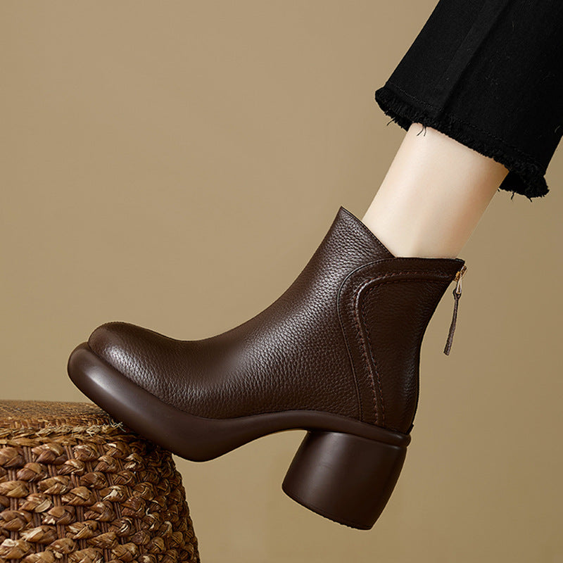 Apolline | Bottines Rétro à Plateforme et Zip Arrière
