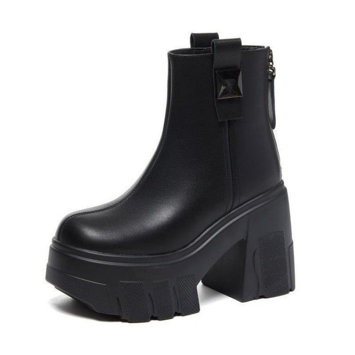 Séverine | Bottines Plateforme à Talon Bloc et Zip Arrière