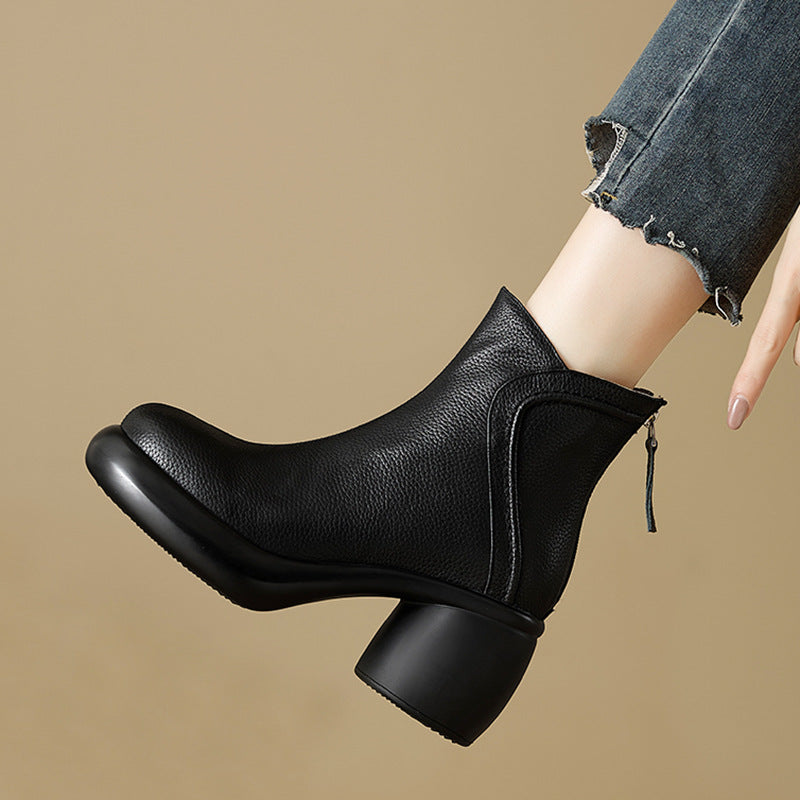 Apolline | Bottines Rétro à Plateforme et Zip Arrière