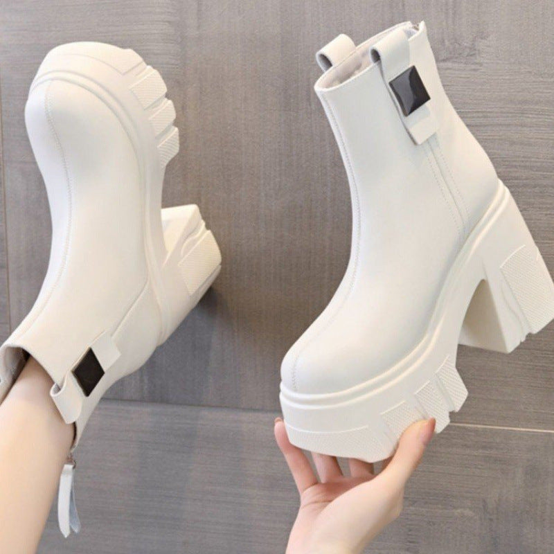 Séverine | Bottines Plateforme à Talon Bloc et Zip Arrière