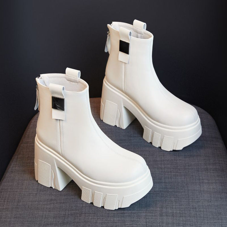 Paerel | Bottines Plateforme à Talon Bloc et Zip Arrière