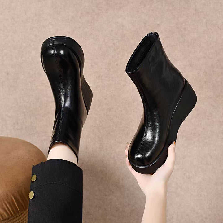 Solange | Bottines Compensées Fourrées en Cuir