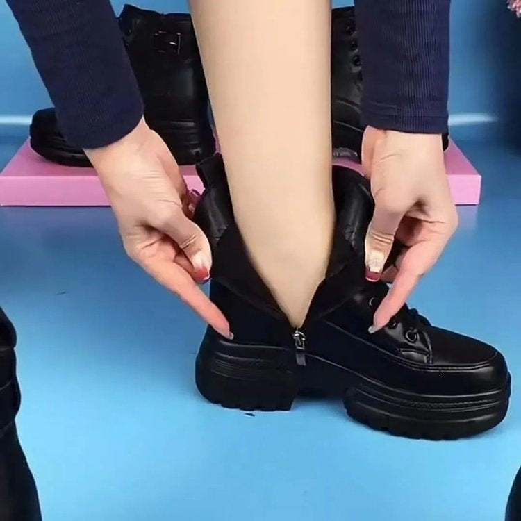 Clarisse | Bottines Fourrées à Lacets et Plateforme
