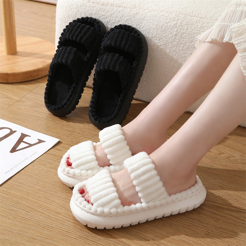 Agathe | Chaussons Duveteux à Bout Ouvert