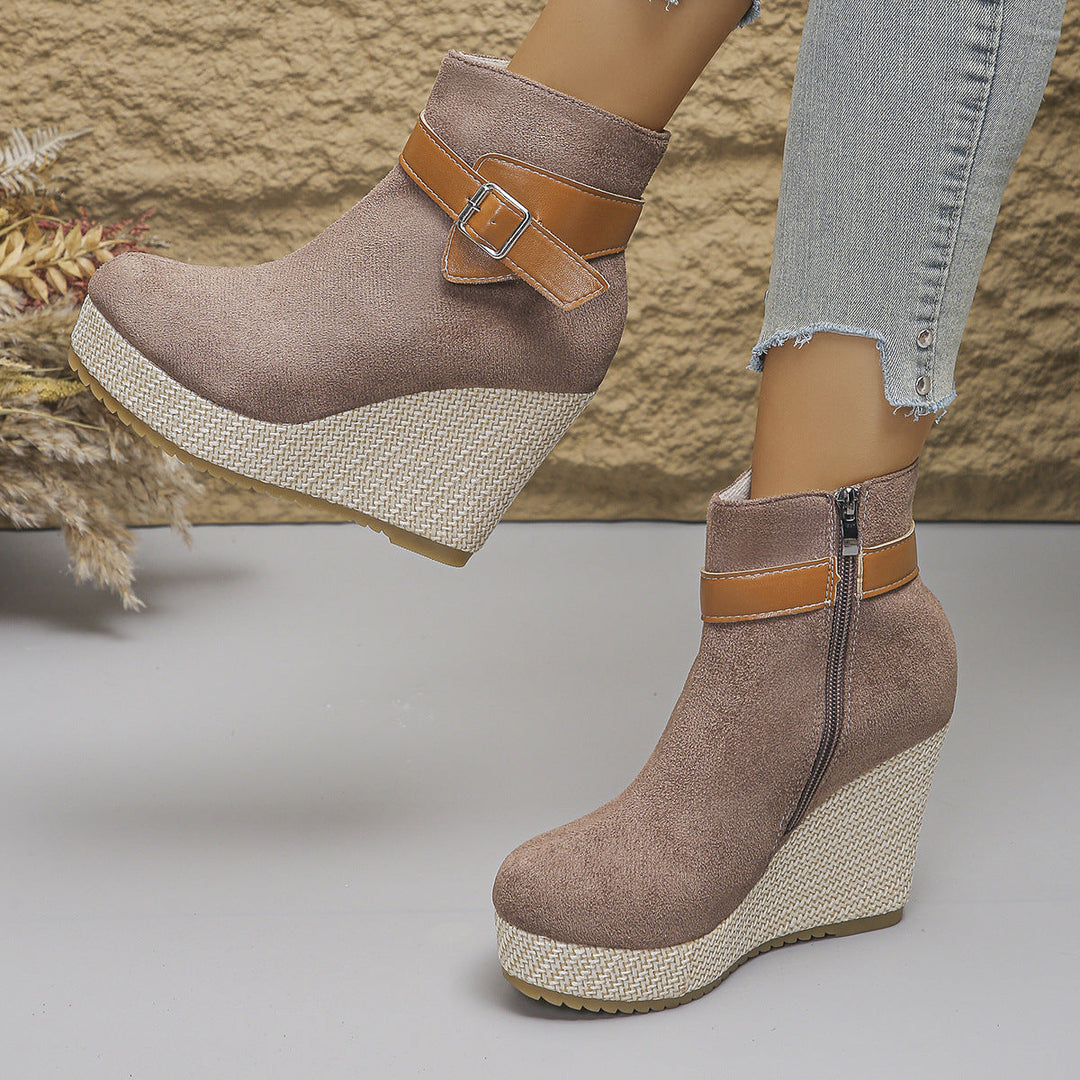 Honorine | Bottines Compensées à Boucle et Zip Latéral