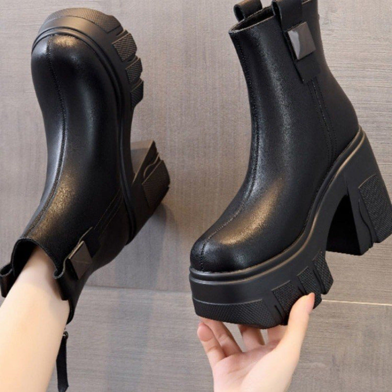 Sophie | Bottines Plateforme à Talon Bloc et Zip Arrière