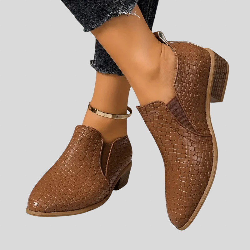 Estelle | Bottines Tressées à Talon Bloc