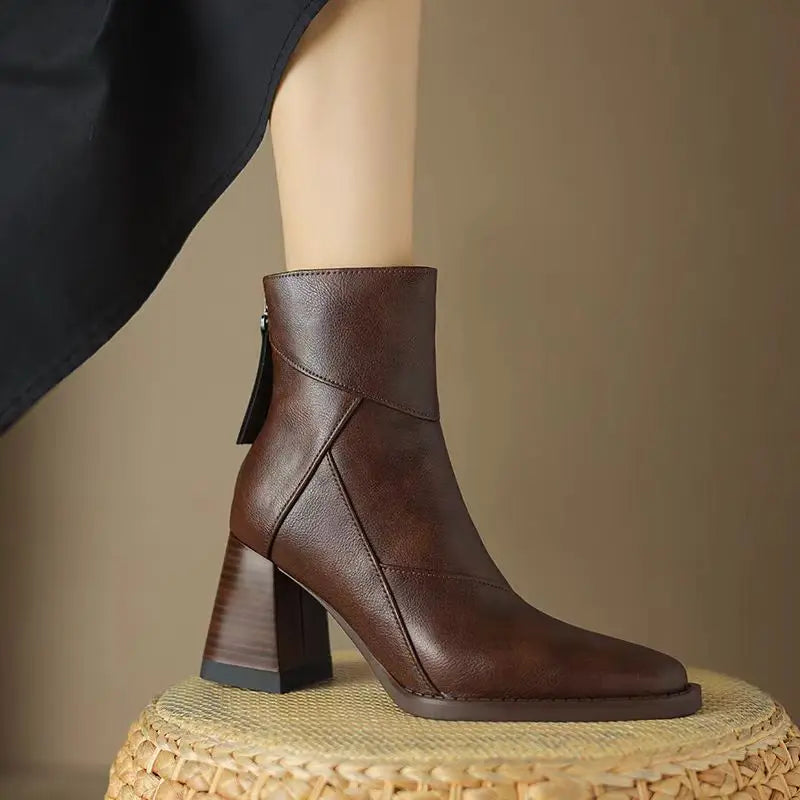 Eugénie | Bottines Orthopédiques à Bout Carré et Zip Arrière