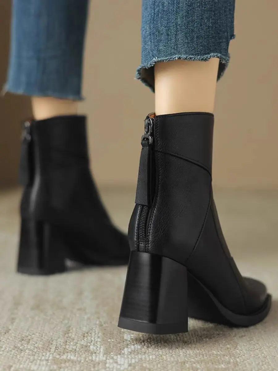 Eugénie | Bottines Orthopédiques à Bout Carré et Zip Arrière