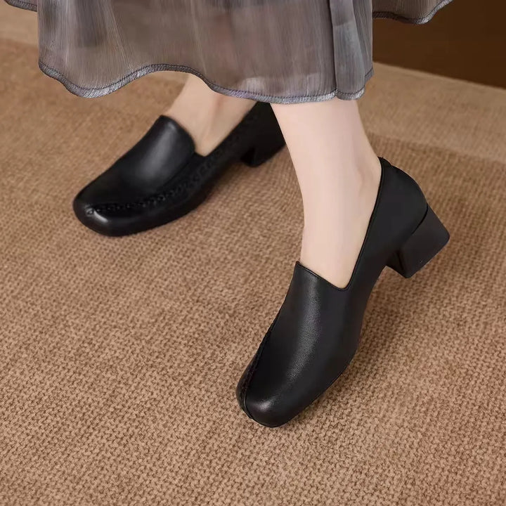 Margaux | Mocassins à Talon Carré Surpiqués