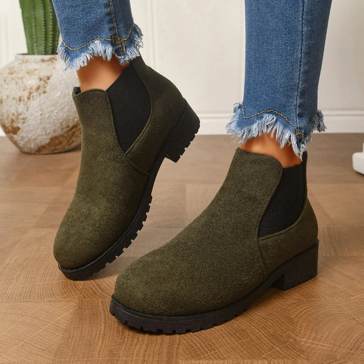 Margaux | Bottines Chelsea en Daim à Semelle Crantée