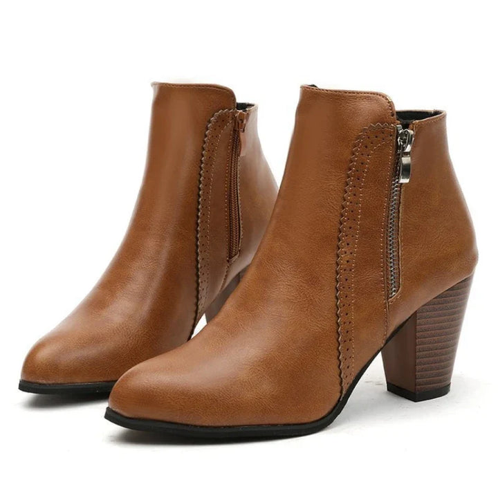 Margaux | Bottines Rétro à Talon Carré et Zip