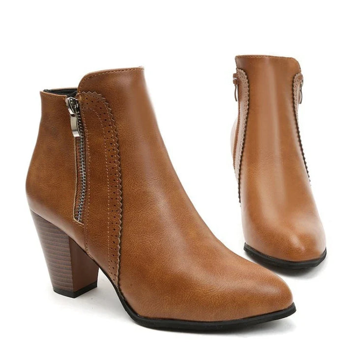 Margaux | Bottines Rétro à Talon Carré et Zip