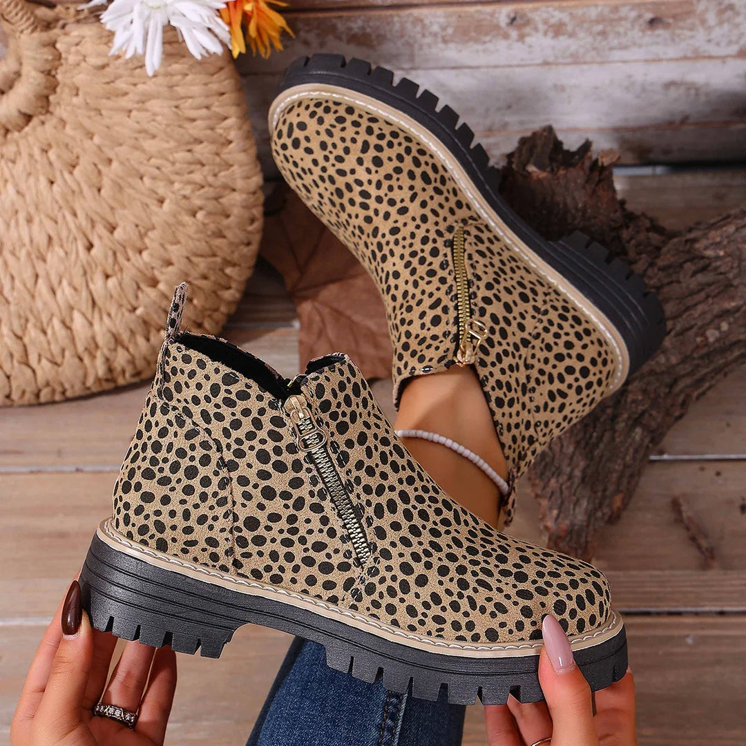 Ninon | Bottines Léopard à Talon Carré