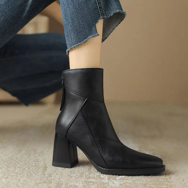Eugénie | Bottines Orthopédiques à Bout Carré et Zip Arrière