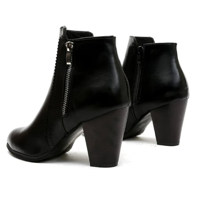Margaux | Bottines Rétro à Talon Carré et Zip