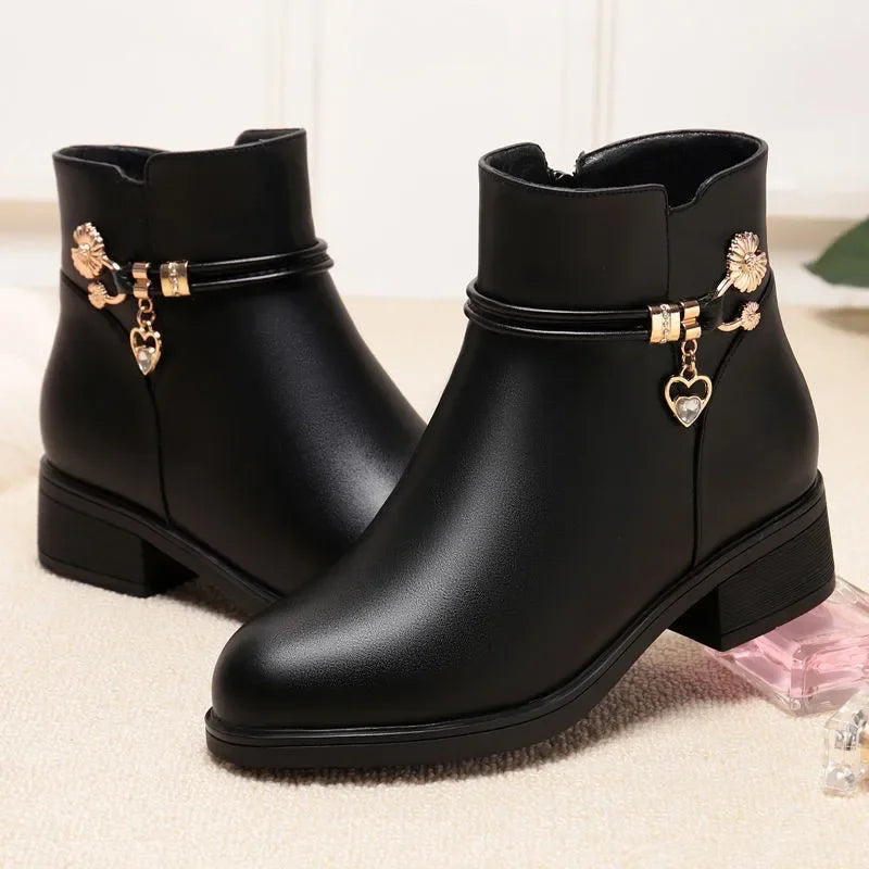 Camille | Bottines Doublées à Talon Bas