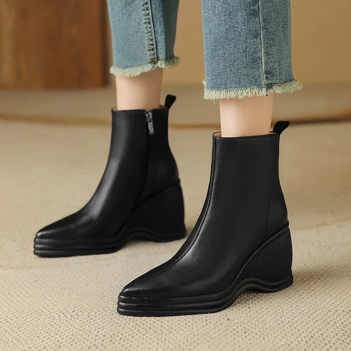 Ophélie | Bottines Confortables Pointues à Talon Compensé