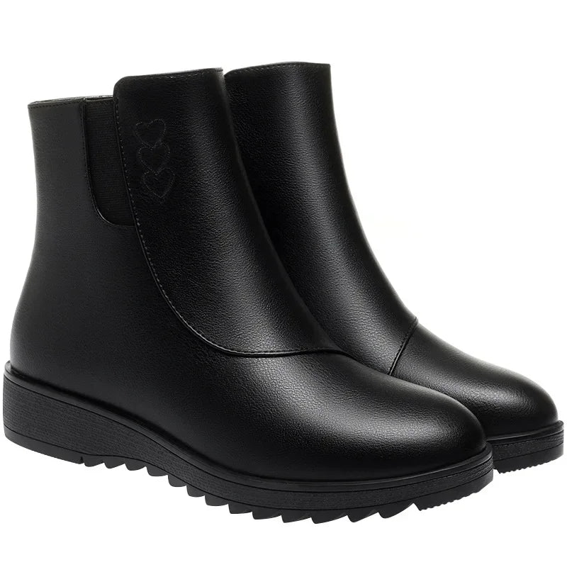 Marine | Bottines Fourrées à Zip Latéral