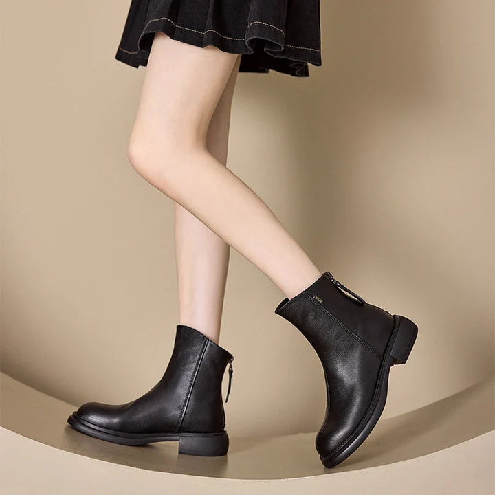 Hortense | Bottines Bout Rond à Zip Arrière