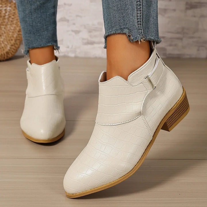 Maëlys | Bottines Orthopédiques Effet Croco à Petit Talon Bloc