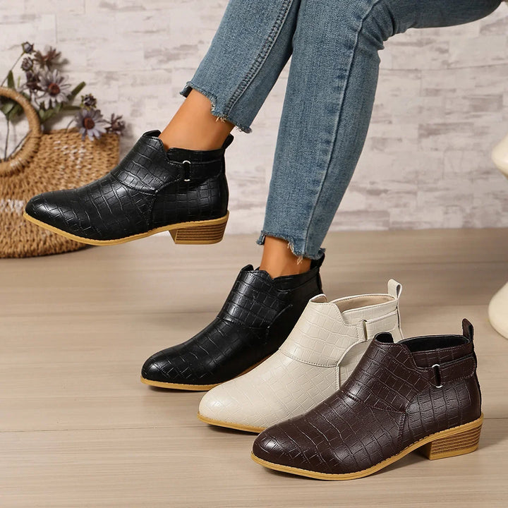 Maëlys | Bottines Orthopédiques Effet Croco à Petit Talon Bloc