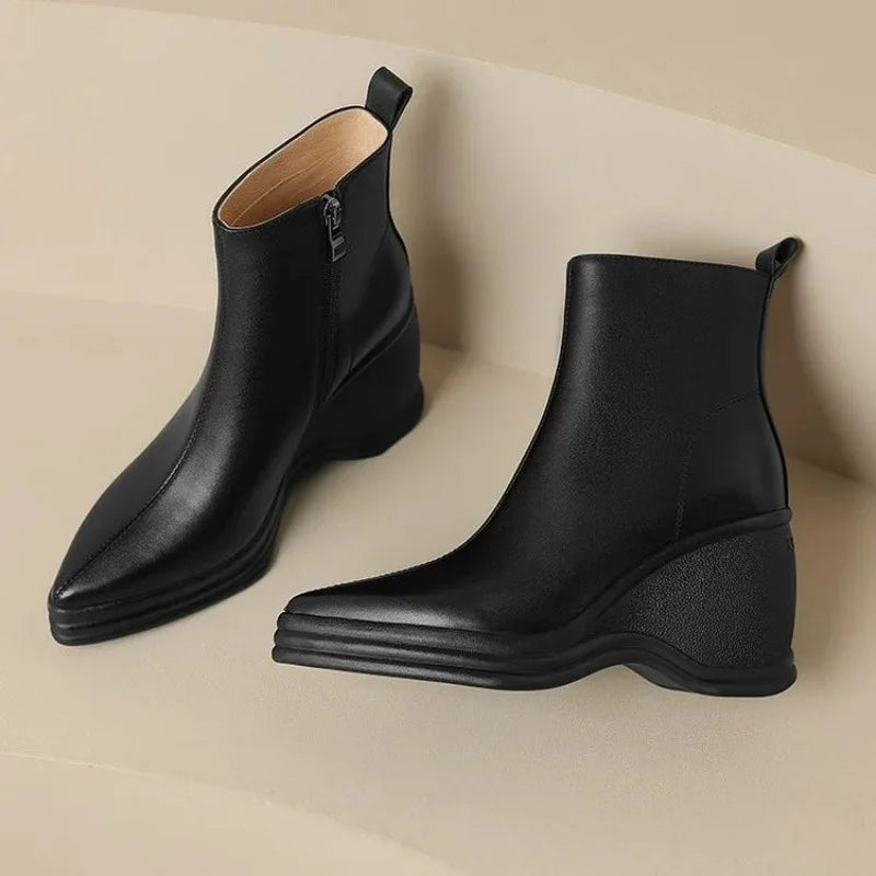 Ophélie | Bottines Confortables Pointues à Talon Compensé