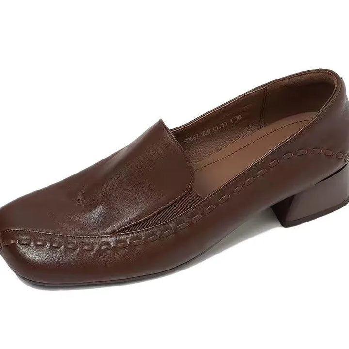 Margaux | Mocassins à Talon Carré Surpiqués