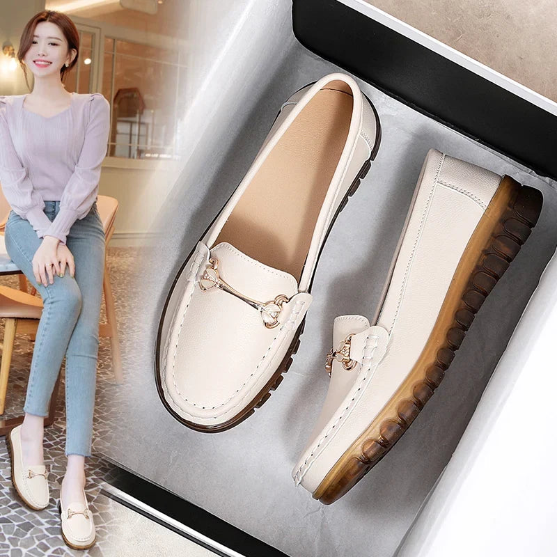 Yvette | Mocassins en Cuir Véritable