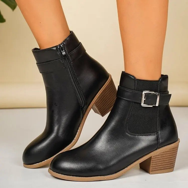 Juliette | Bottines à Boucle et Talon Carré