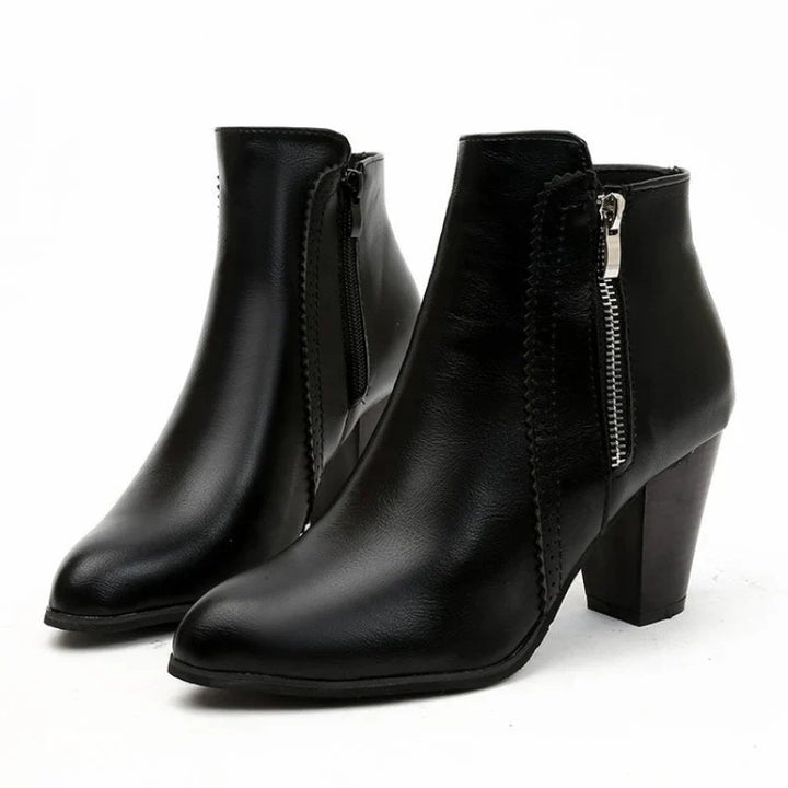 Margaux | Bottines Rétro à Talon Carré et Zip