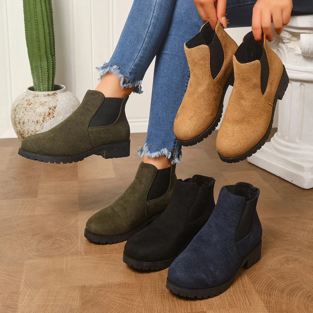 Margaux | Bottines Chelsea en Daim à Semelle Crantée