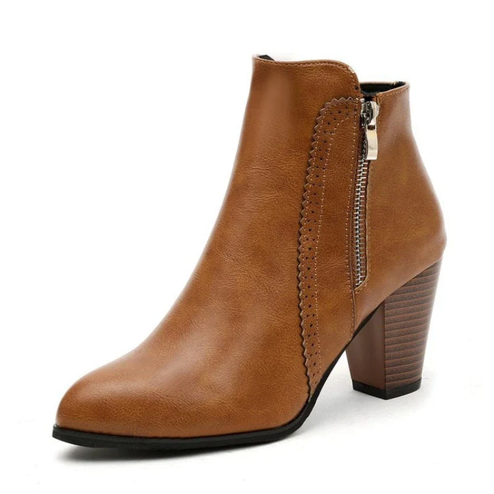 Margaux | Bottines Rétro à Talon Carré et Zip