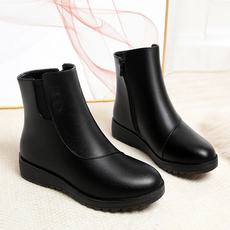 Marine | Bottines Fourrées à Zip Latéral