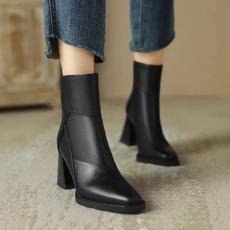 Eugénie | Bottines Orthopédiques à Bout Carré et Zip Arrière