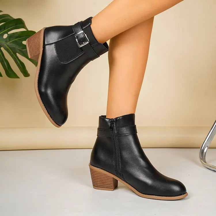Joséphine | Bottines à Boucle et Talon Carré