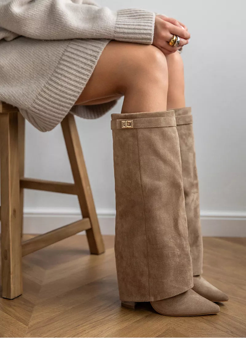 Anaïs | Bottes Hautes en Suédine à Revers