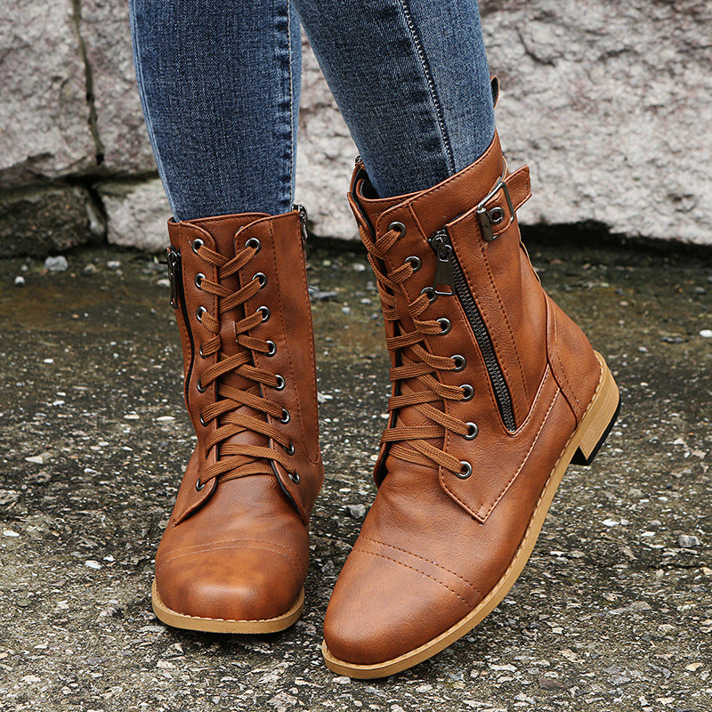 Nathalie | Bottines à Lacets et Zip Latéral