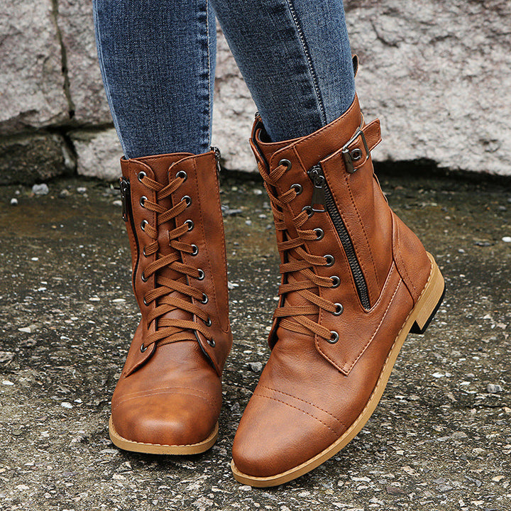 Nathalie | Bottines à Lacets et Zip Latéral