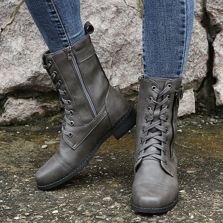 Nathalie | Bottines à Lacets et Zip Latéral