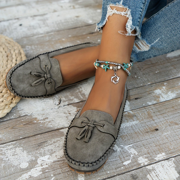 Sonia | Mocassins Effet Daim à Nœud