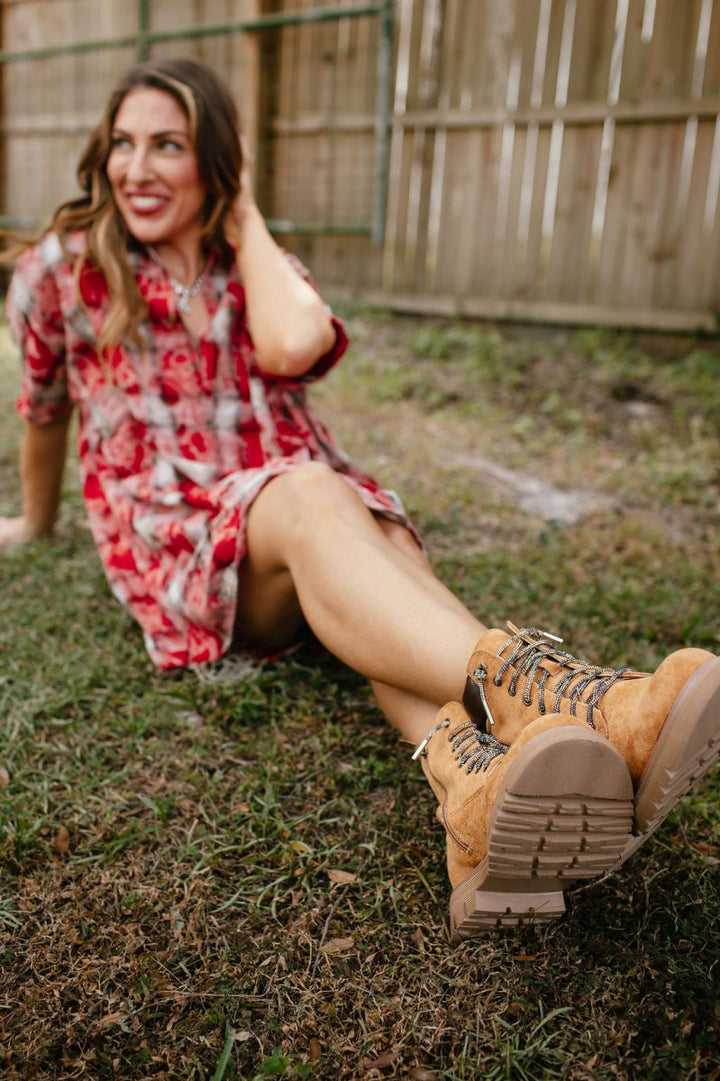 Faustine | Bottines à Lacets en Daim Camel