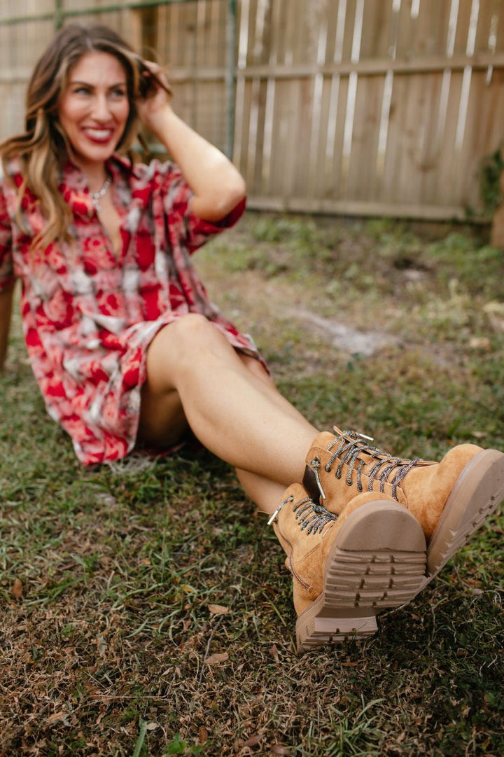 Faustine | Bottines à Lacets en Daim Camel